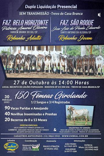 LEILÃO PRESENCIAL DO REBANHO ADULTO GIROLANDO 1/2 - 3/4 - 7/8 LEILÃO PRESENCIAL DO REBANHO ADULTO GIROLANDO 1/2 - 3/4 - 7/8