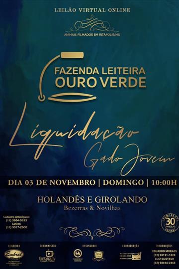 LEILÃO ON LINE | LIQUIDAÇÃO REBANHO JOVEM<BR>FAZENDA LEITEIRA OURO VERDE LEILÃO ON LINE | LIQUIDAÇÃO REBANHO JOVEM<BR>FAZENDA LEITEIRA OURO VERDE