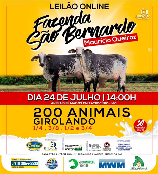 LEILÃO ON LINE FAZENDA SÃO BERNARDO LEILÃO ON LINE FAZENDA SÃO BERNARDO