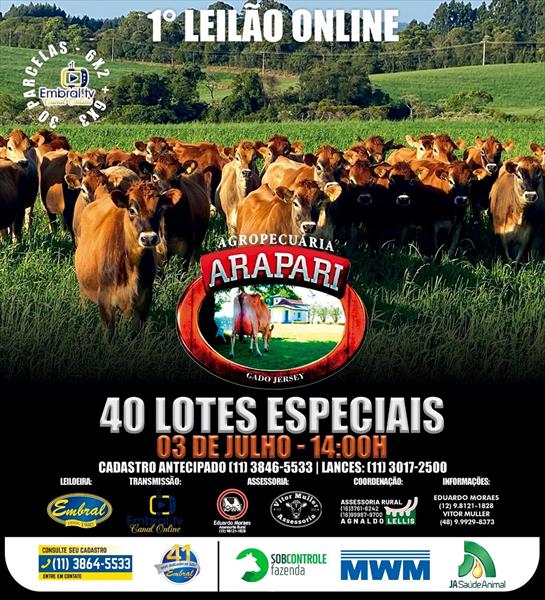 1º LEILÃO ON LINE AGROPECUÁRIA ARAPARI 1º LEILÃO ON LINE AGROPECUÁRIA ARAPARI