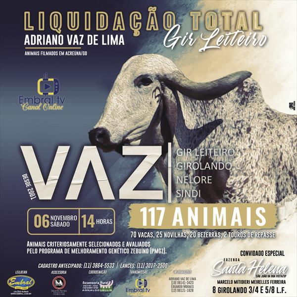 LIQUIDAÇÃO TOTAL VAZ & CONVIDADO ESPECIAL FAZENDA SANTA HELENA LIQUIDAÇÃO TOTAL VAZ & CONVIDADO ESPECIAL FAZENDA SANTA HELENA