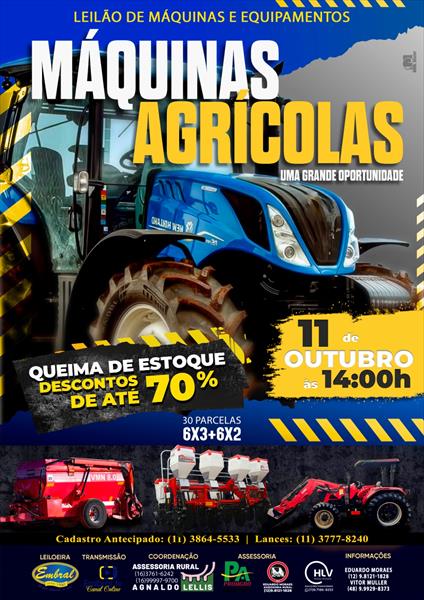 LEILÃO DE MÁQUINAS AGRÍCOLAS | MÁQUINAS E EQUIPAMENTOS