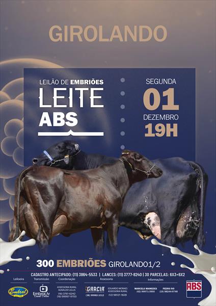 LEILÃO DE EMBRIÕES LEITE ABS | EMBRIÕES GIROLANDO
