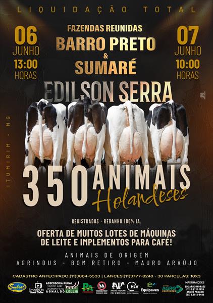 FAZENDAS REUNIDAS BARRO PRETO & SUMARÉ | GADO HOLANDES - MÁQUINAS E IMPLEMENTOS DE LEITE E CAFÉ