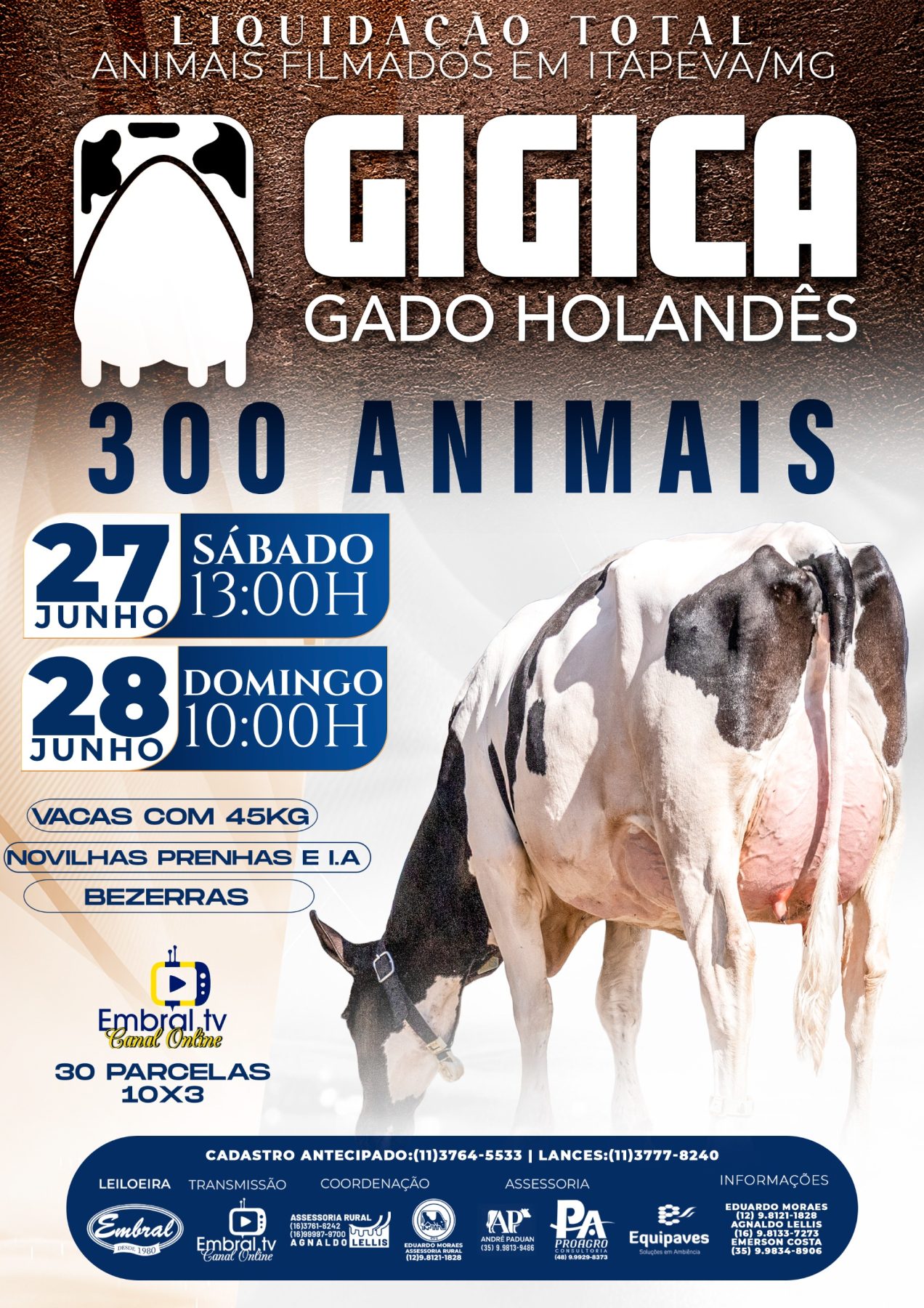 LEILÃO LIQUIDAÇÃO TOTAL FAZENDA GIGICA | GADO HOLANDÊS