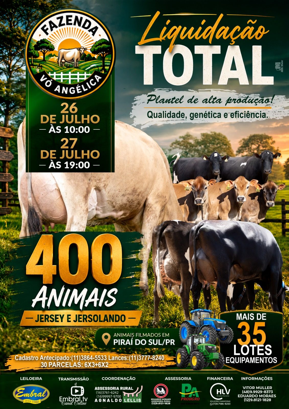 LEILÃO LIQUIDAÇÃO TOTAL FAZENDA VÓ ANGÉLICA - DIA 2 | GADO JERSEY E JERSOLANDO